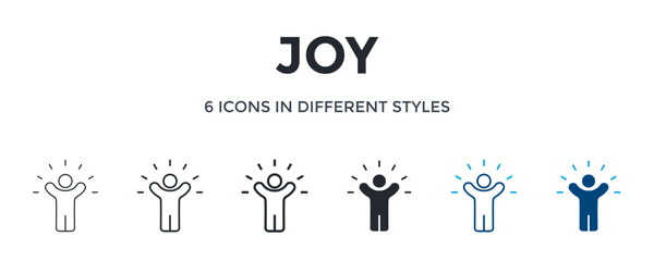 Joy Icon In Different Style Vector Illustration. Designed In Thin Line, Regular Line, Bold Line, Glyph, Color Line, And Color Glyph Style Can Be Used For Web