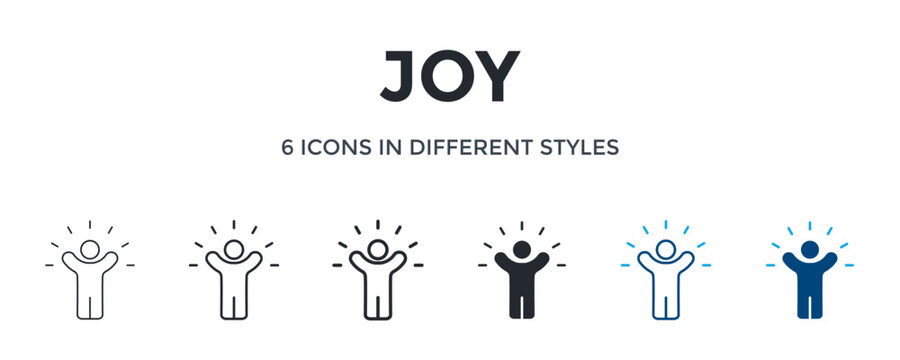 Joy Icon In Different Style Vector Illustration. Designed In Thin Line, Regular Line, Bold Line, Glyph, Color Line, And Color Glyph Style Can Be Used For Web