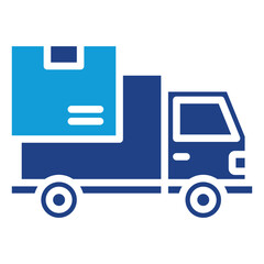 Delivery Truck Glyph Blue Silhouette Icon Vector Design - Truck carrying boxes, representing shipment, goods transport, or logistics operation