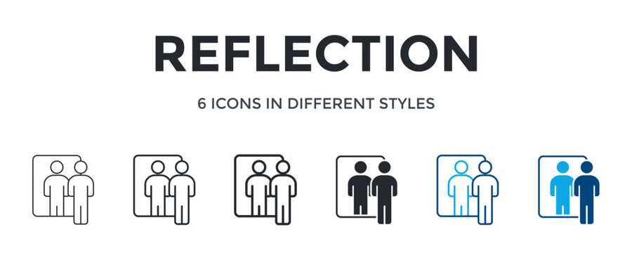Reflection Icon In Different Style Vector Illustration. Designed In Thin Line, Regular Line, Bold Line, Glyph, Color Line, And Color Glyph Style Can Be Used For Web