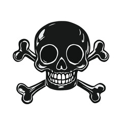 Skull and Crossbones Icon – Black and White Vector Symbol of Danger and Rebellion