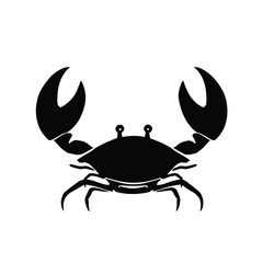 Crab Silhouette Vector – Black and White Illustration Featuring Bold Claws, Round Body, and Expressive Eye Stalks