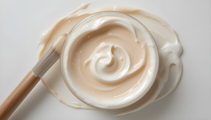 Skincare Cream in White and Beige with Application Brush

