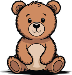 Obraz premium teddy bear with big eyes Crayon chalk style Transparent png vector