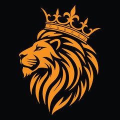 Lion head vector illustration mascot design with tribal wild animal silhouette and powerful feline logo