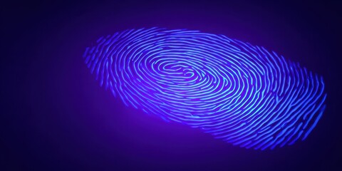 The intricate design of a glowing blue fingerprint on a dark background.