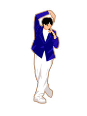 マイクを持って歌いながら踊るアーティスト　png