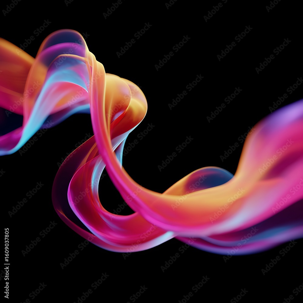 Poster abstract fluid design with vibrant colors and dynamic movement on dark background