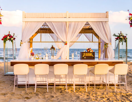 A breathtaking ultra-luxury bar and swim-up bar designed with premium aesthetics, perched over crystal-clear waters.