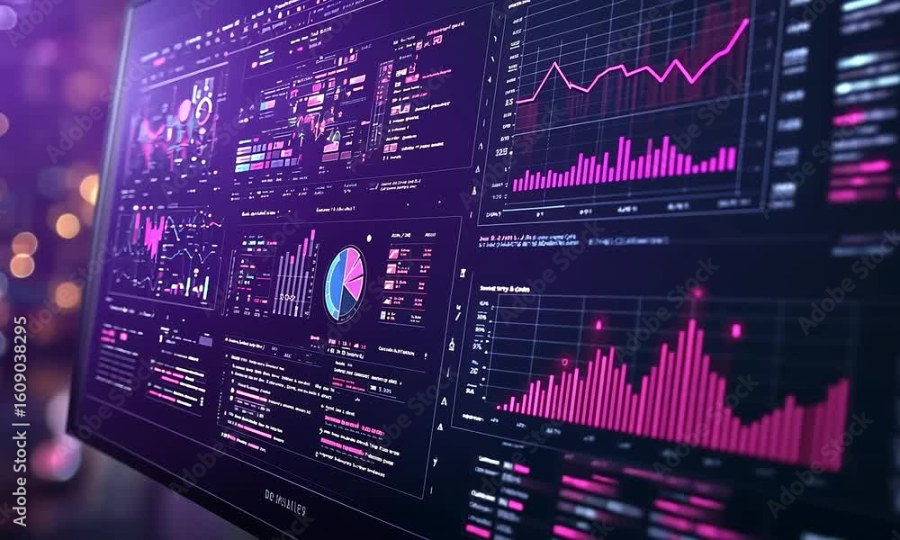 Poster interactive data dashboard with charts and graphs