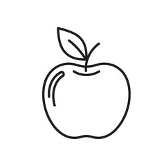 Apple fruit vector line icon with leaf representing healthy eating organic food natural vitamin and fresh vegetarian snack for good diet