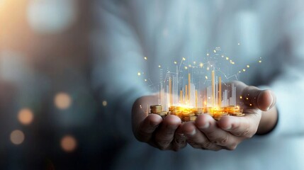Investing in future growth financial trends and insights modern office digital art business environment close-up view