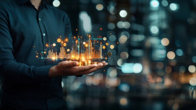 Innovative data analysis techniques urban cityscape digital visualization nighttime ambience futuristic perspective