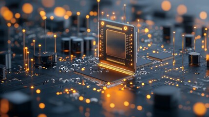 Innovative chip technology revolutionizes computing global tech hub digital close-up futuristic environment macro view ai concept