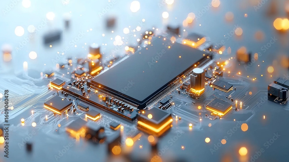 Aufkleber innovative technology event showcasing microchip developments tech hub digital content futuristic en