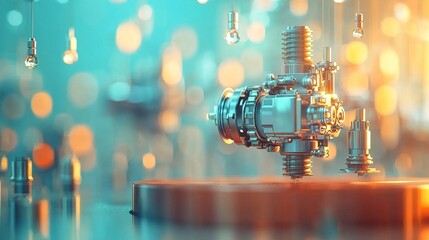 Dynamic mechanical component showcase industrial lab 3d rendering futuristic setting close-up view engineering innovation