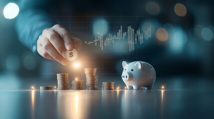 Investing in savings financial growth strategies home office digital content modern environment close-up view wealth management