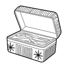 A black and white box illustration vector style coloring page 