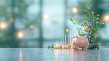 Financial goals savings strategy modern office space digital illustration calm atmosphere close-up view wealth management concept