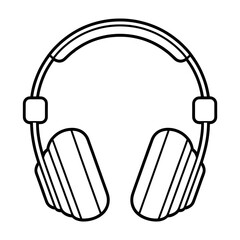 A black and white headphone illustration vector style coloring page 