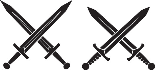 Two crossed swords silhouette for heraldry and design