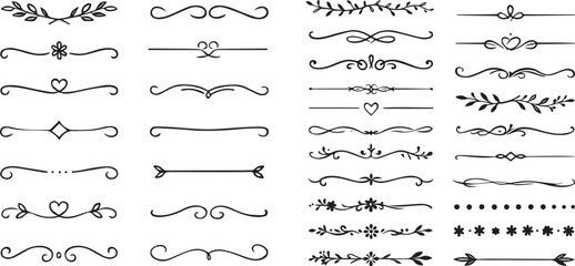 Decorative vintage line borders, elegant design elements vector set of ornate patterns