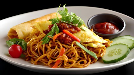  Malaysian Fried Noodles with Egg and Sambal Sauce