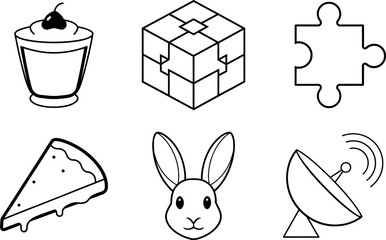 Kids Toys and Party Snack Icon Set