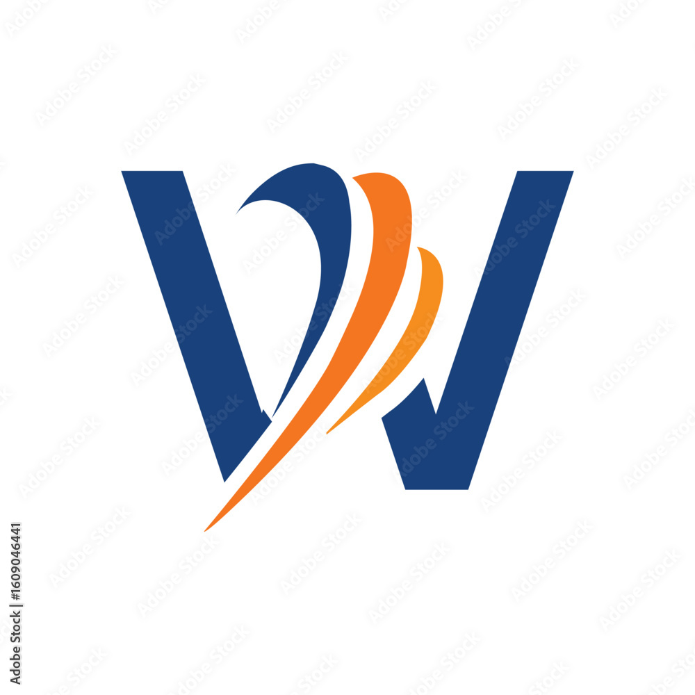 Fototapete the image shows an initial logo design of a letter w in simple flat style with three swoosh lines as