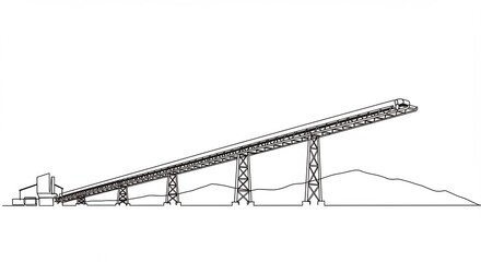 Industrial Conveyor Belt Structure in Minimalist Line Art