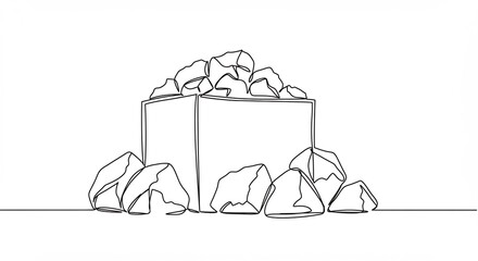 Pile of Crumpled Papers Inside a Cardboard Box on Floor in Minimalist Style