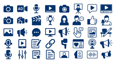 Collection of media and marketing icons set