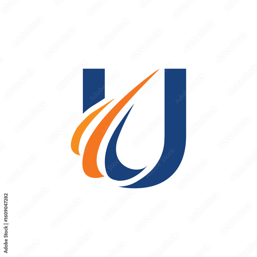 Fototapete the image shows an initial logo design of a letter u in simple flat style with three swoosh lines as