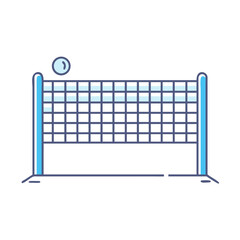 Illustration of a Volleyball net with a ball hovering above it