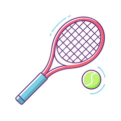 Cartoon Tennis Racket and Ball Illustration Depicting an Active Lifestyle Sport