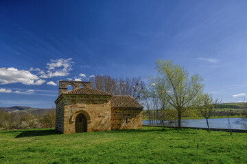 Fototapeta premium Romanesque hermitage of Quintanahernando in Salinas del Pisuerga, Palencia