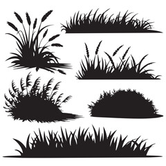 Create a vibrant landscape with these elegant grass silhouette elements for your design projects