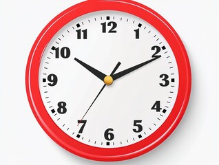 Red Single Hand Wall Clock Vector Minimalist Flat Design for Icon or Logo