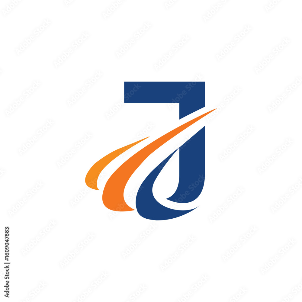 Fototapete the image shows an initial logo design of a letter j in simple flat style with three swoosh lines as
