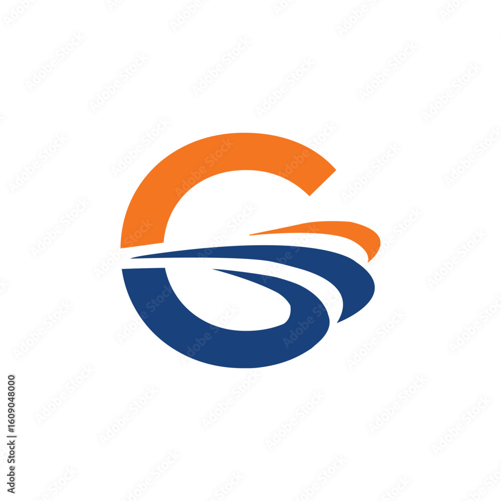 Fototapete the image shows an initial logo design of a letter g in simple flat style with three swoosh lines as