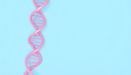 Pink DNA helix on light blue background