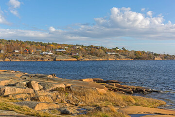 Landscape Sea Island Hvaler Norway at Sunny Autumn Day Travel