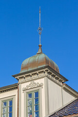 Sharp Stick at Top of Metal Roof Dome Lightning Rod Old House in Norway