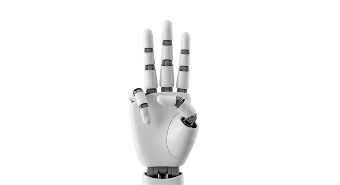 AI robot hand showing 3