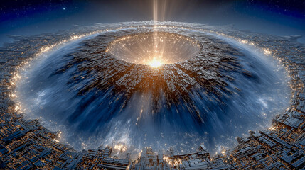 Stunning futuristic scene of a celestial explosion