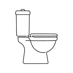 Toilet icon for bathroom and restroom wc sign showing public lavatory with ceramic bowl for home hygiene and sanitation facility equipment