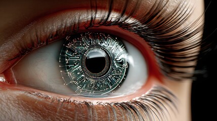 Close-Up Macro Of An Eye With Intricate Details And Reflective Light Patterns