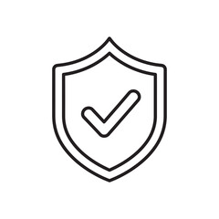 Security shield icon with checkmark for data protection and privacy guarantee showing verified system safety and antivirus network defense