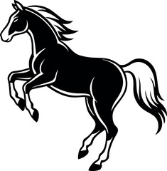 Obraz premium Create a Silhouette of a Stallion Mid Jump Side View.