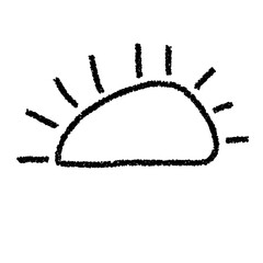 Vector Set of Black Sun Graphic Illustration with Textured Brush Strokes